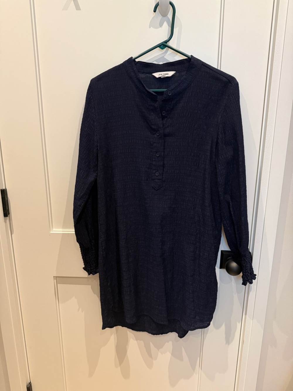 Steve Madden Navy Textured Henley Tunic